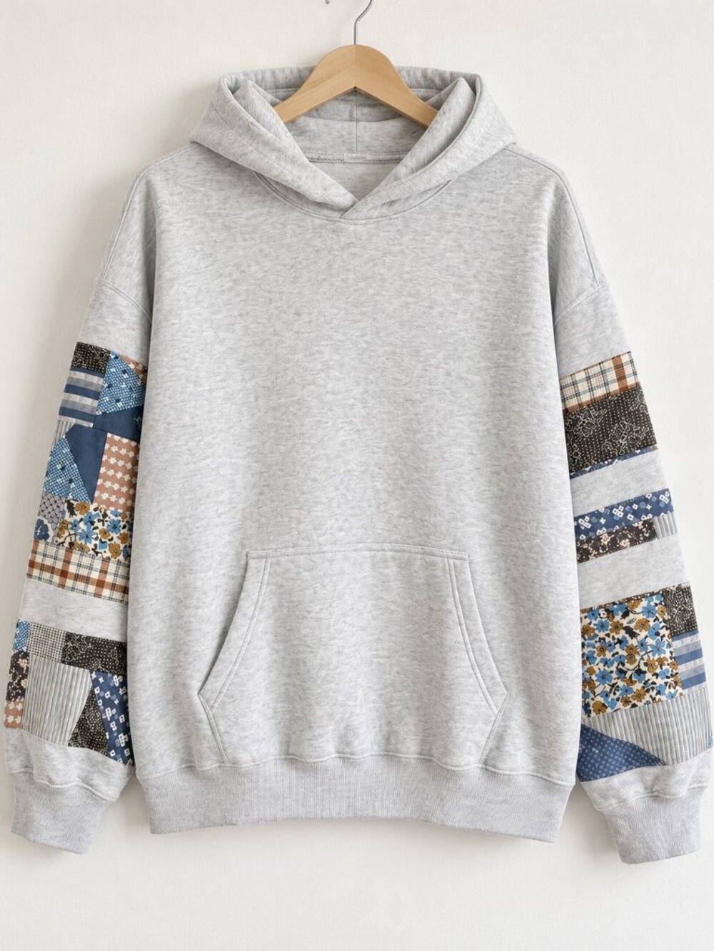 Abercrombie Essential Popover Patchwork Embroidered Hoodie XL NWOT